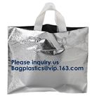PLA COMPOSTABLE Biodegradable Plastic Trifold Handle Bag For Shopping Market, CLEAR FROSTED SOFT LOOP SHOPPER BAG