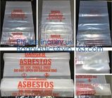 PE asbestos yard waste bags,hazard waste disposal bags,Customized danger warning printing clear polythene LDPE asbestos