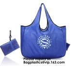 Printing Logo Polyester Handled Foldable Tote Bag With Snap Closure Foldable Bag Pocket Folding Nylon Shopping Bag